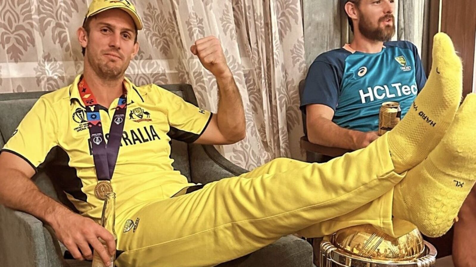 Mitchell Marsh booked in Aligarh for putting feet on World Cup trophy, complainant seeks bar on him playing in India